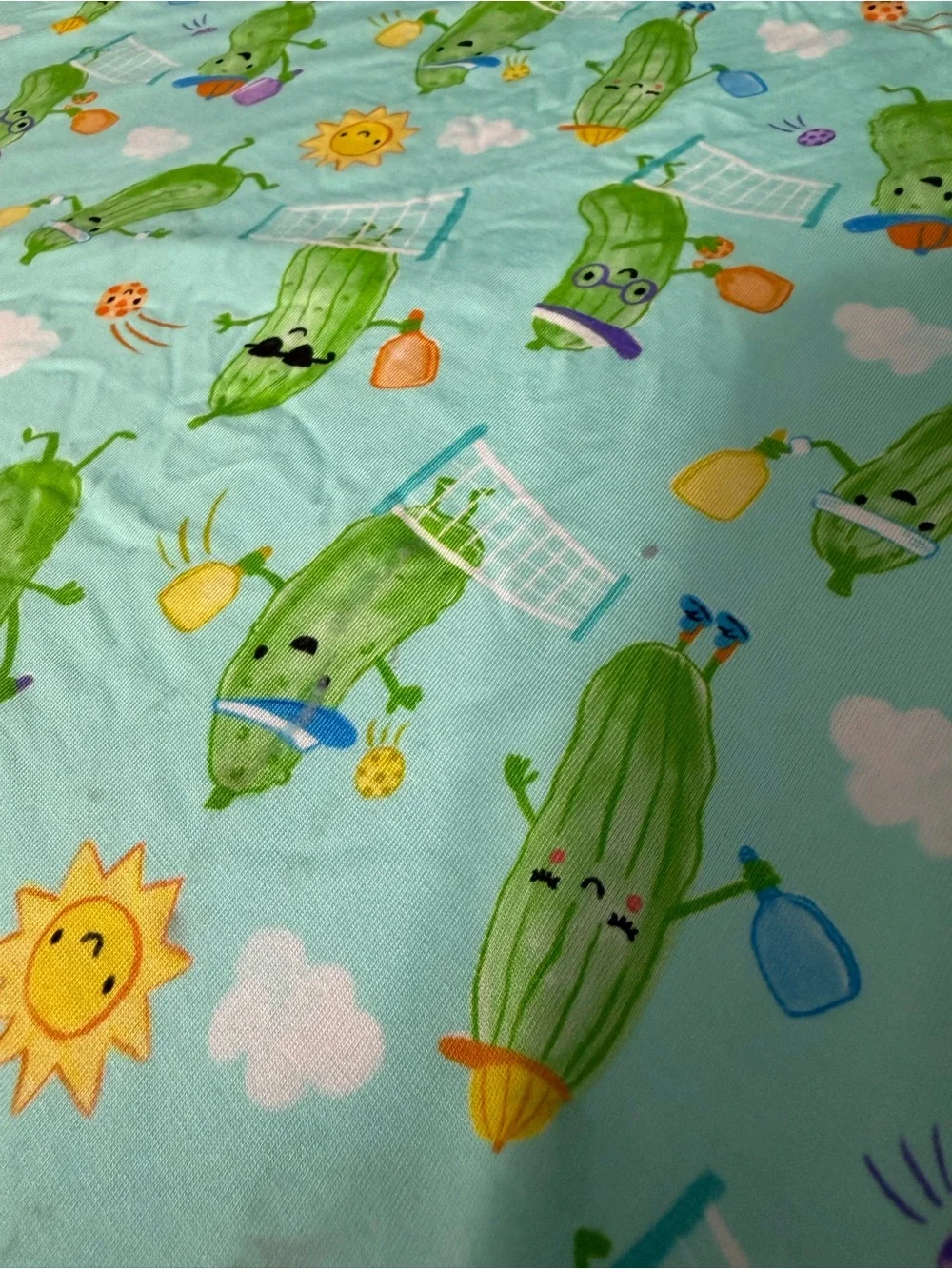 Little Sleepies Blue Pickle-Print Kids Blanket